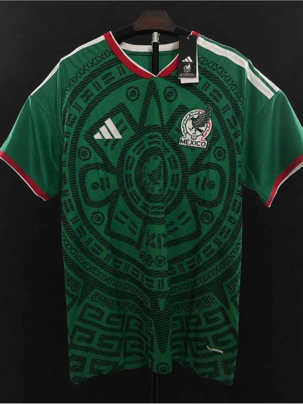adidas Green Mexico National Team Football Jersey with Red Trim
